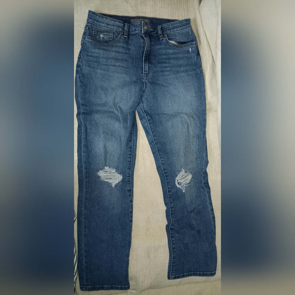 Joe's Jeans Straight Leg  With Stretch in Dark Blue,distressed Ripped